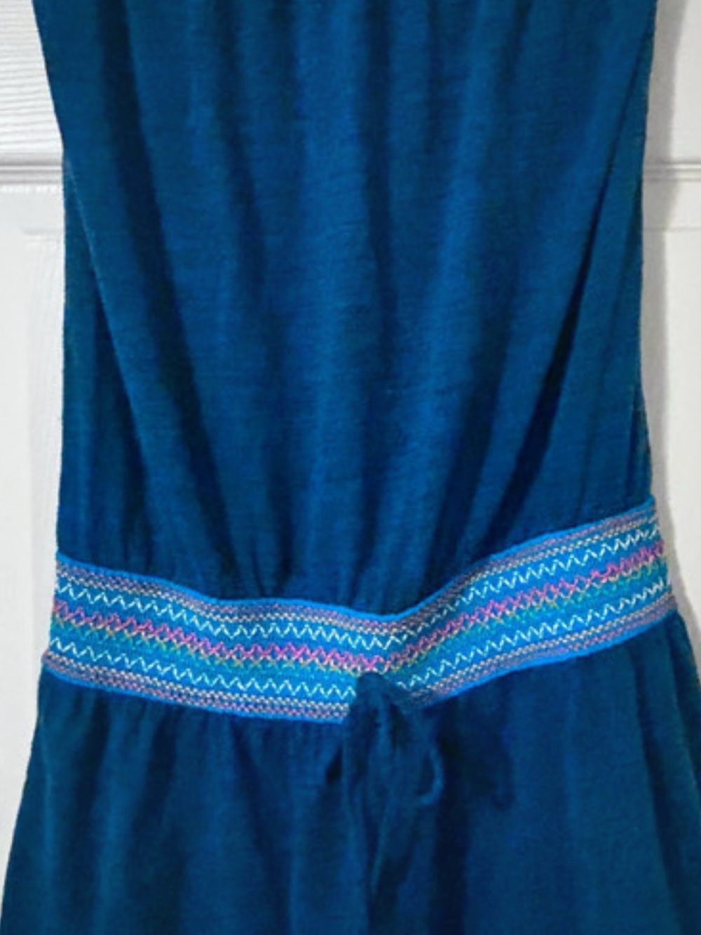 Lucky Brand Teal Dress with Multicolor Embroidered Waist